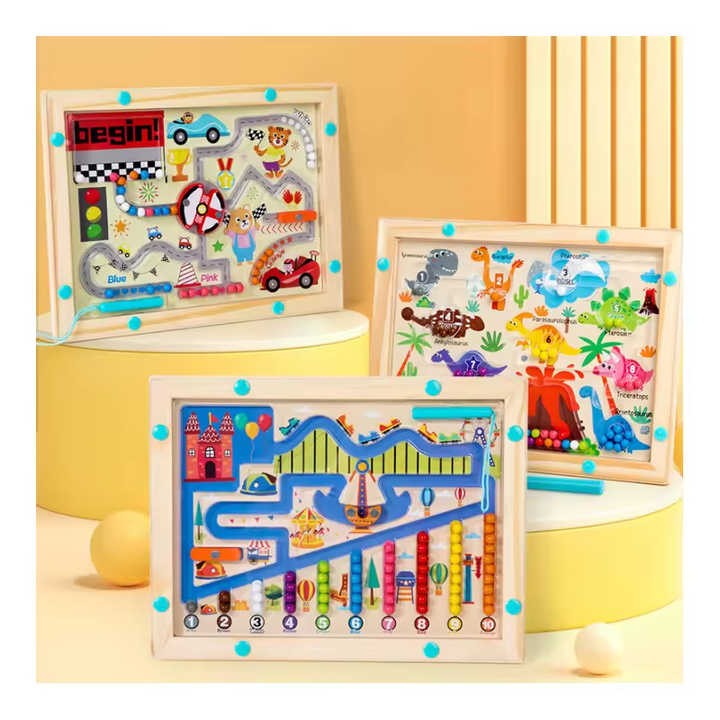 Color and Number Maze Board Montessori Wooden Maze Toys Learning Counting Puzzle Activity Board Toys for Kids
