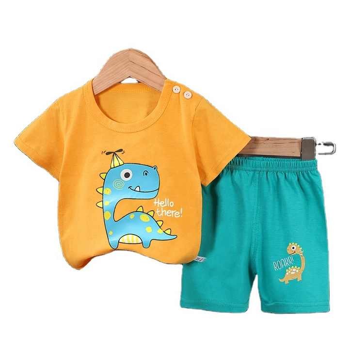 Made in China Cheap Price 100% Cotton Baby Clothes Girls' Clothing Sets Summer T-shirt 2 Piece Short Sets