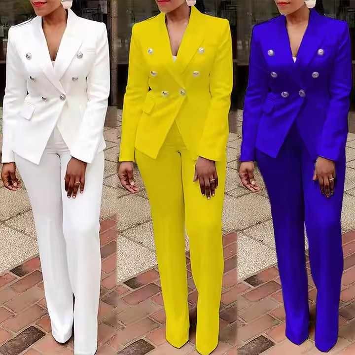 Hot Sale New Arrivals Ladies Elegant Solid Color Suits Set for Women Blazer and Pants Set Business Suits for Women