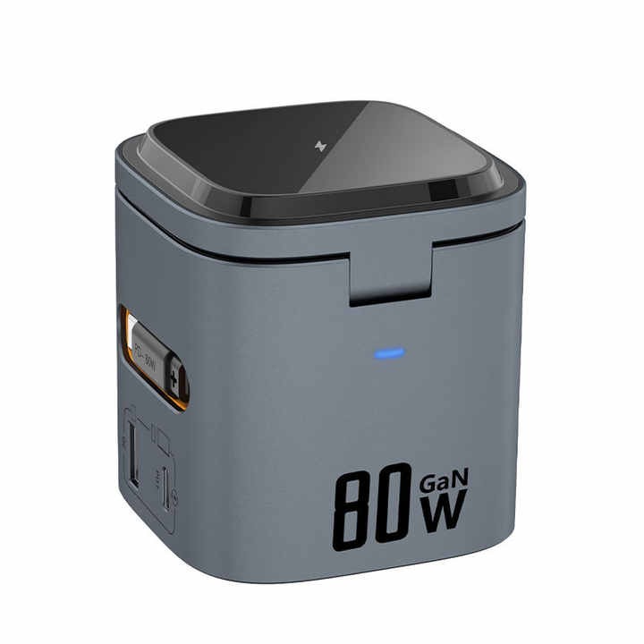 80W 6-in-1 Gallium Nitride USB C Charging Docking Station PD QC Wireless Adapter Magnetic Electric 80W Magnetic Multifunction