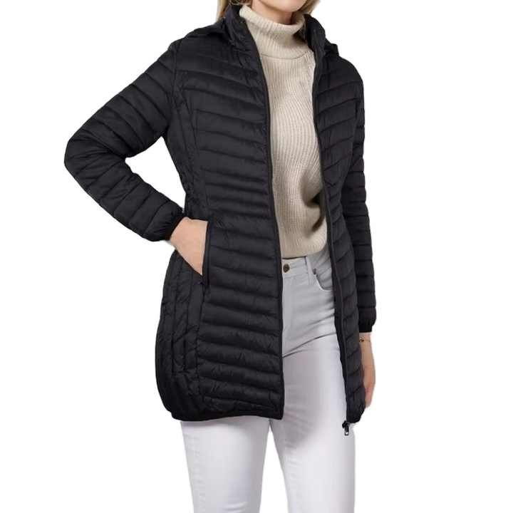 Autumn/Winter New Product Women's Fashion Versatile Casual Long sleeved Standing Collar Spliced Cotton Long Coat