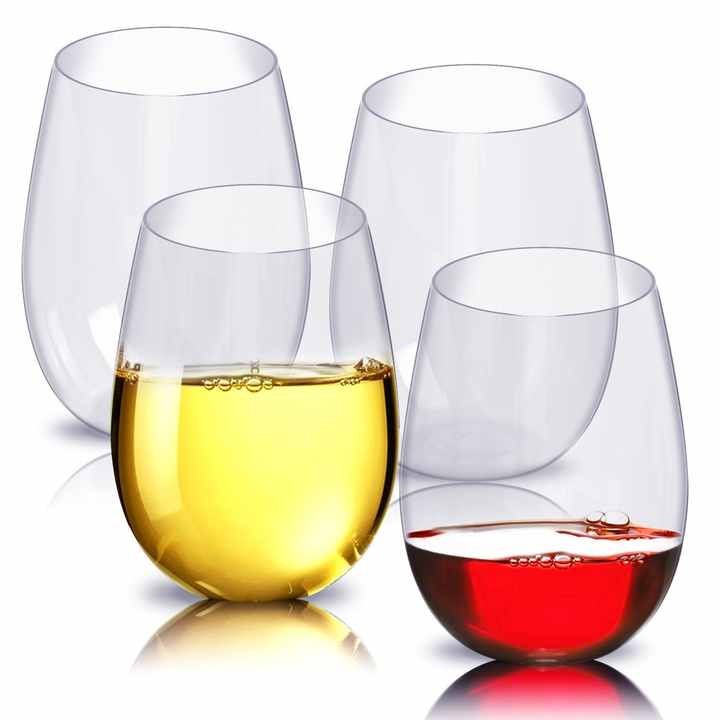 Custom Logo 450ML Safe Glass Reusable Unbreakable Tritan Acrylic Plastic PET Stemless Red Wine Glasses for Party