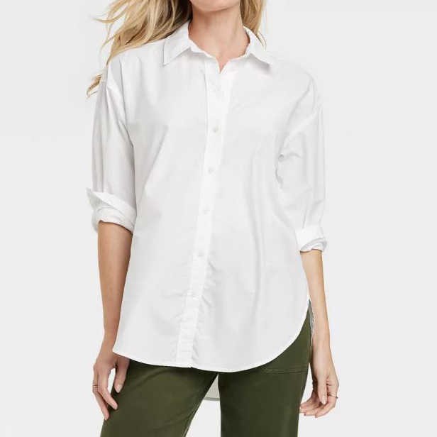 Oversized Fit White 100 Cotton Long Sleeve Button Down Blouses and Shirts for Women Women's Blouses Shirts
