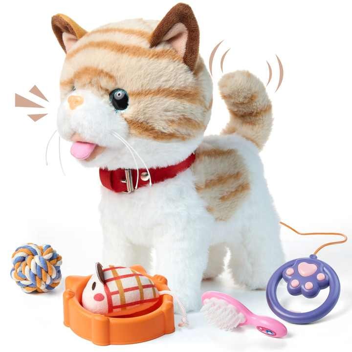 Kids Wholesale Realistic Electric Talk Kitty Stuffed Dolls Leash Control Walking Cat Plush Toy for Toddler Learning