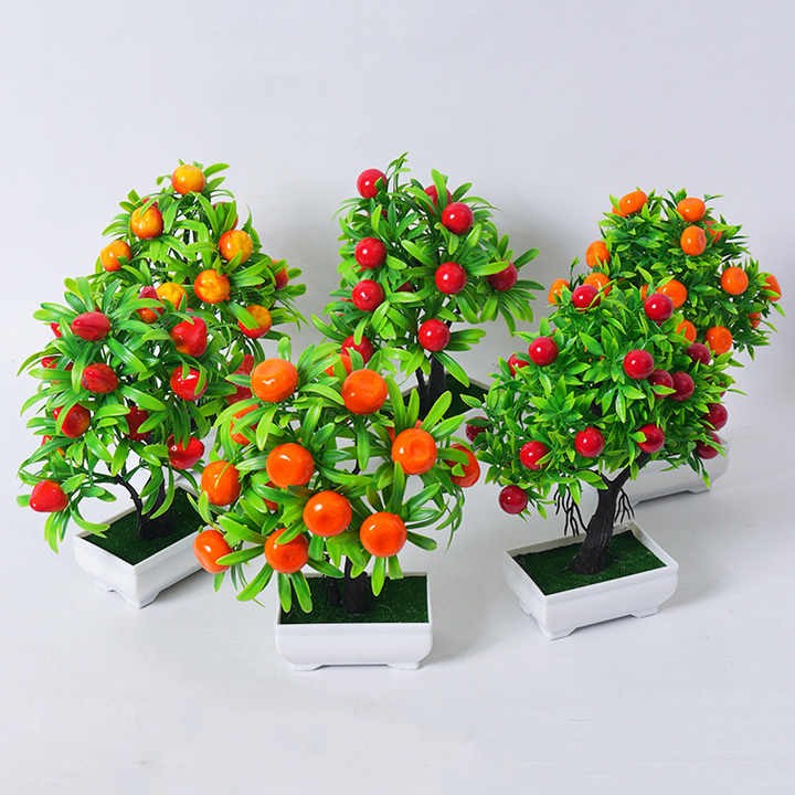 Interior Decoration Auspicious Fruit Simulation Plant Potted Artificial Flower Bonsai Simulation Green Plant Landscape 0rnaments
