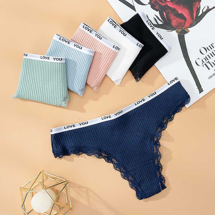 Women's Pure Cotton Thong Low Waist Girls Underwear Lace Women's T-back Wholesale