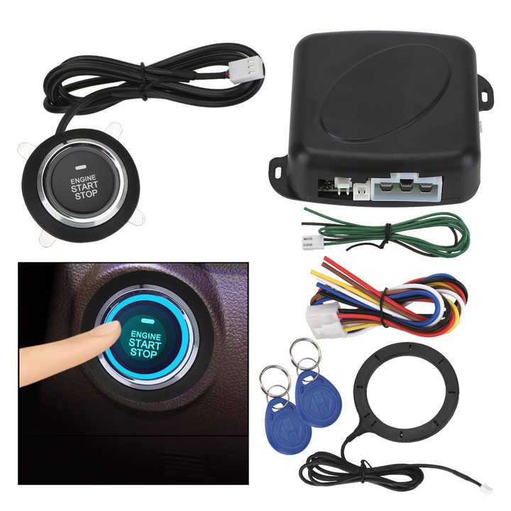 12V Auto Car Alarm One Start Stop Button Engine Push Button RFID Lock Ignition Switch Keyless Entry Starter Antitheft System