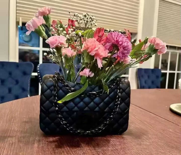 Creative Resin Crafts Luxury Resin Sculpture Vase Bag Shape Vases Handbag Art Resin Vase Novelty Gifts