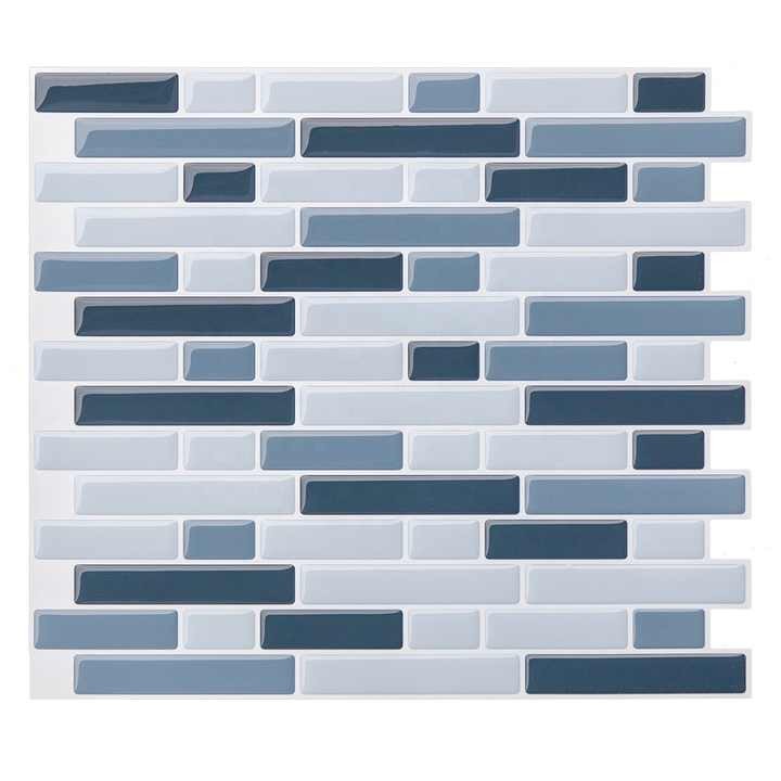 Smart Tiles 4-Pack White Blue Gray Silver 9-in X 10-in Polished Composite Vinyl Tile