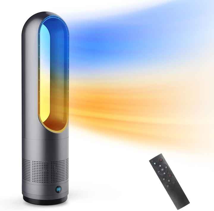 2 in 1 Air Cool and Hot Living Room Bladeless Fan With 80 Left and Right Oscillation