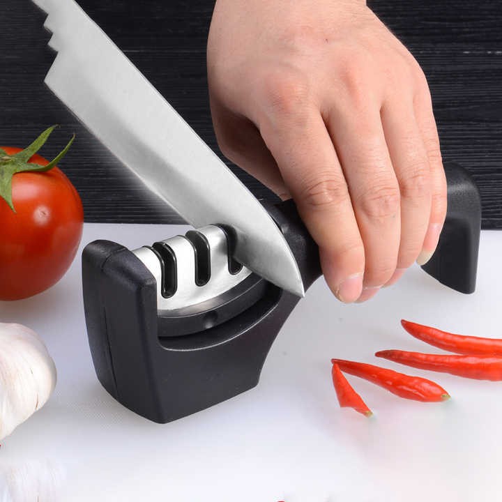 Three-stage Home Portable Kitchen Knives Sharpening Knife Sharpener Knife Grinder in Black Handle