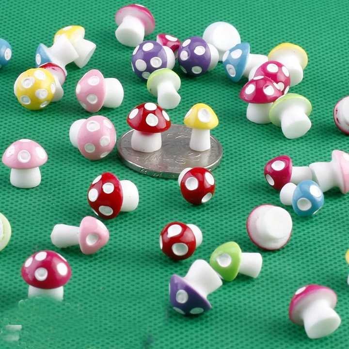 8PCS Fairy Garden Miniatures Mini Mushroom Garden Decoration Resin Mushroom Craft Miniature Fairy Figurines Manualidades